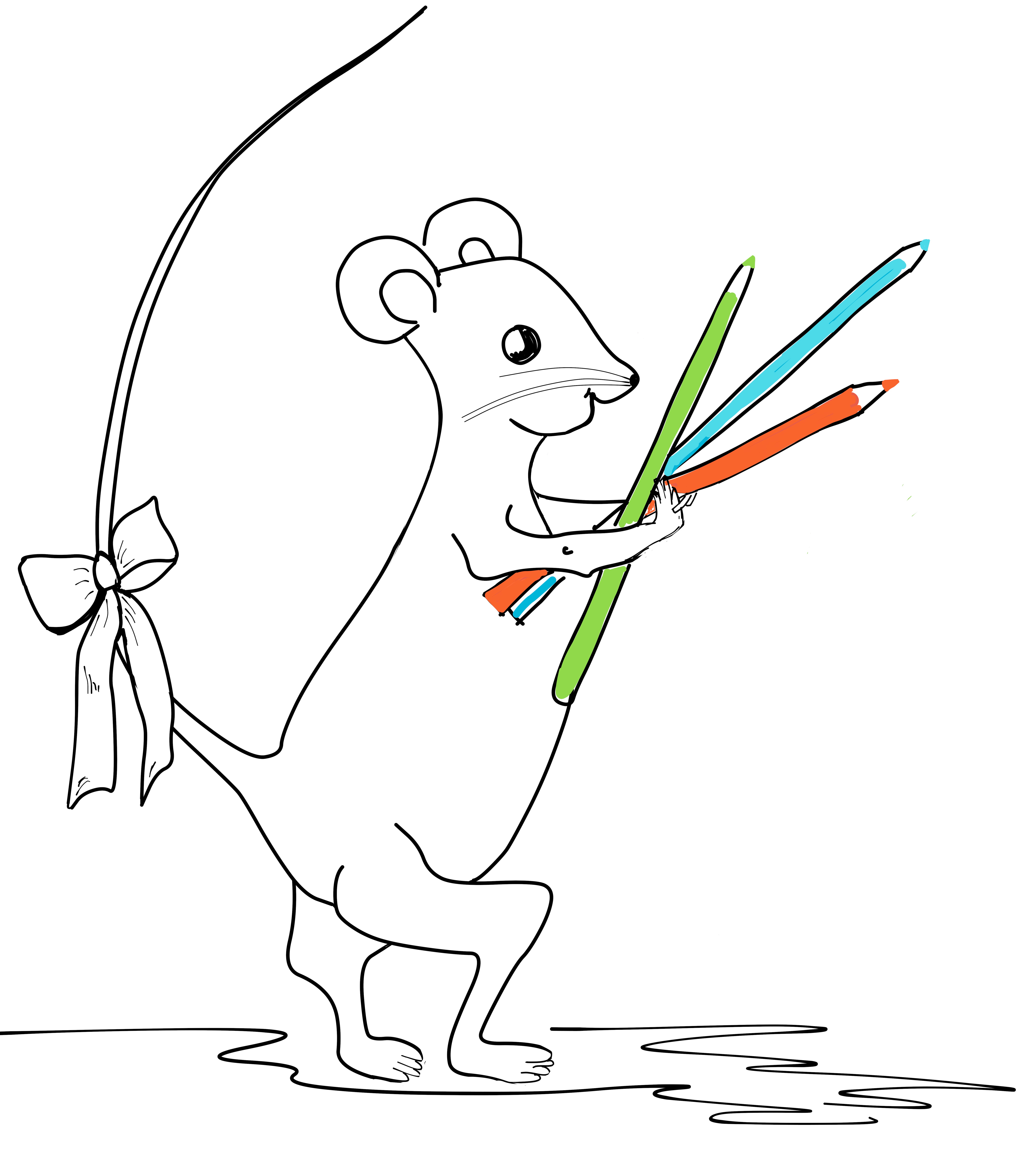 Zeichnung Maus mit Buntstiften